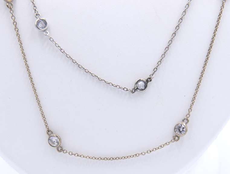Lot of 2 Sterling Silver Cubic Zirconia by Yarb Necklaces