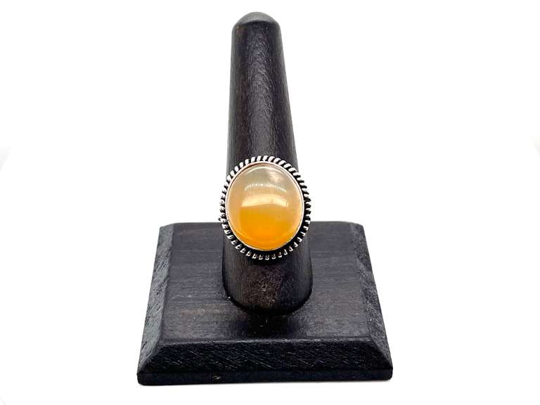 Oval Yellow Agate Tibetan Silver Ring