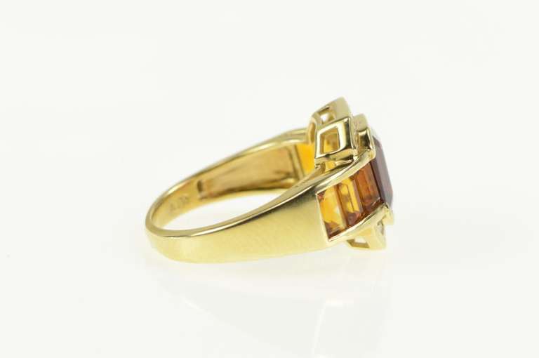 14K Yellow Gold Emerald Garnet Diamond Halo Citrine Ring
