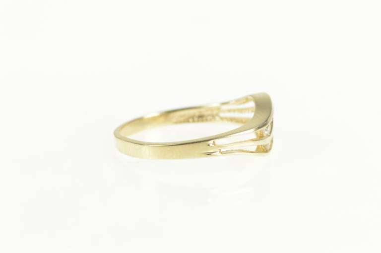 10K Yellow Gold Diamond Wavy Channel Statement Band Ring