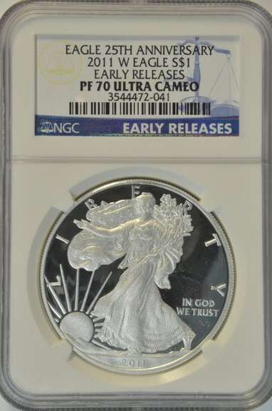 Flawless 2011-W PRF $1 Silver Eagle. NGC PF70 ULTRA CAMEO ER