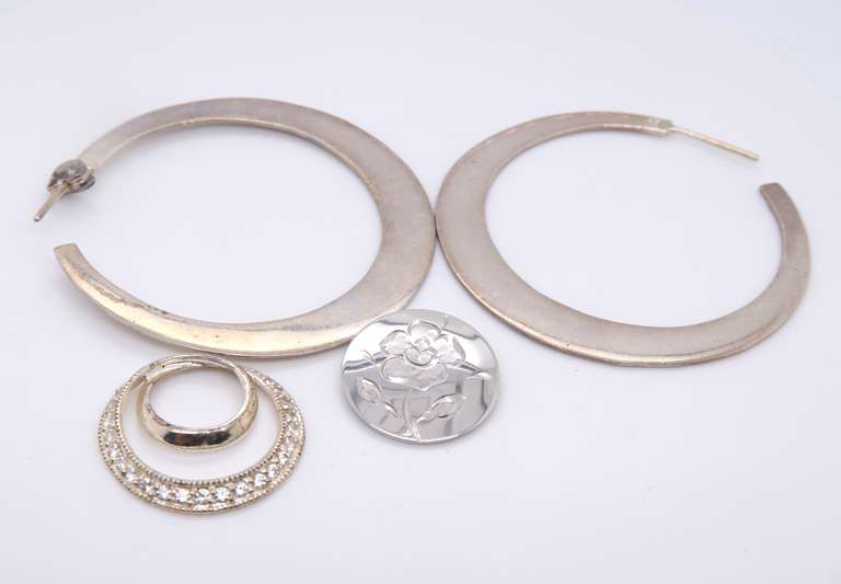 Vintage Sterling Silver Earrings and 2 Pendants