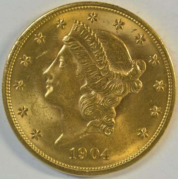 Very Choice BU 1904 US $20 Liberty Gold Piece. Nice