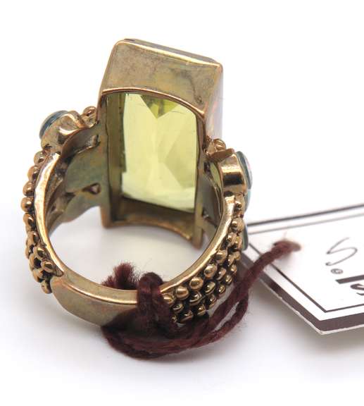 Stephen Dweck Lemon Quartz and Mosaic opal Ring