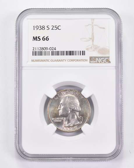 MS66 1938-S Washington Quarter - Graded NGC