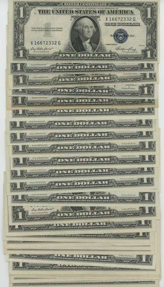 34 Crisp Uncirculated 1935 & 1957 $1 Silver Certificate notes
