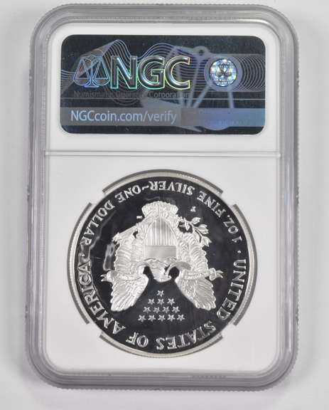 Mint Error PF69 UCAM 2000-P American Silver Eagle OBV Struck Thru NGC