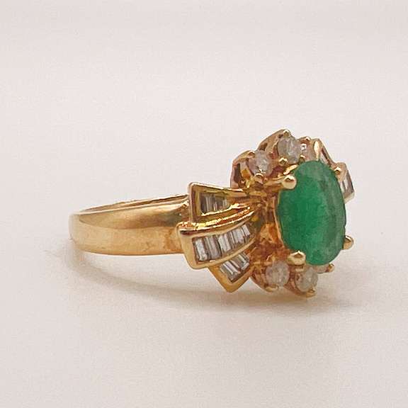 14kt Gold, Emerald, & Diamond Cocktail Ring