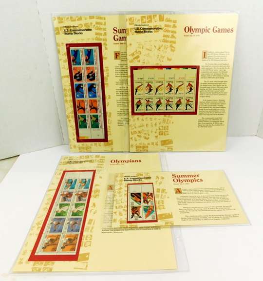 6 US Olympics Commemorative Stamp Blocks
