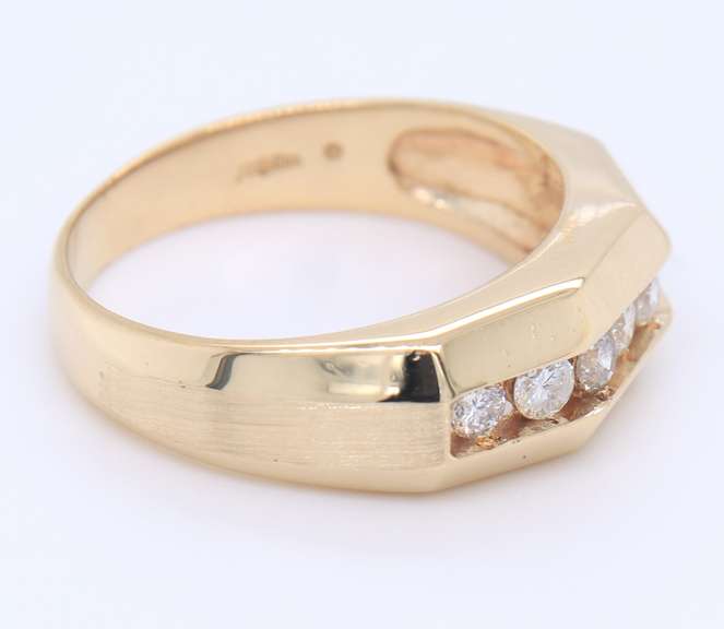 Formal Yellow Gold Channest Set Diamond Band