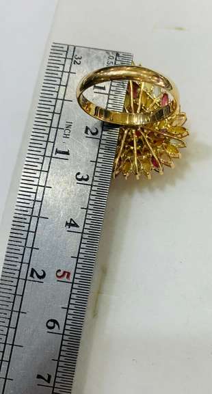 14kt Solid Yellow Gold & Sapphire Cocktail Ring