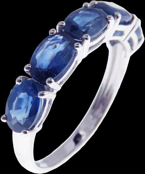 Large Sapphire Ring with 18k White Gold