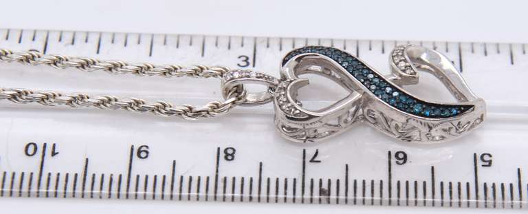 Vintage Italian Sterling Silver Cubic Zirconia Pendant on Chain Necklace