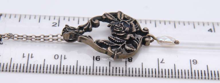 Vintage Sterling Silver Flower Pendant on Chain