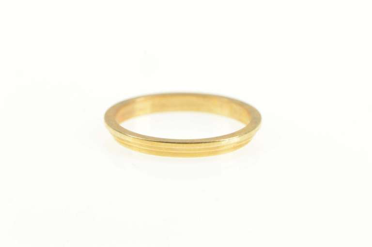 14K Yellow Gold 1.3mm Vintage NOS 1950's Grooved Band Ring
