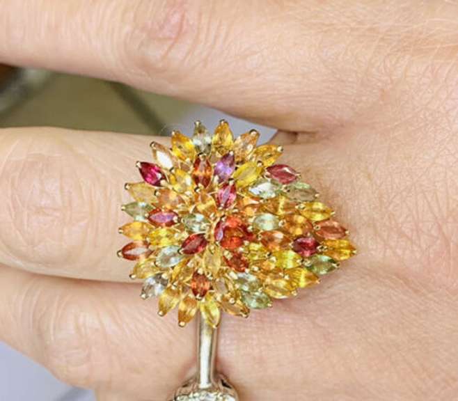 14kt Solid Yellow Gold & Sapphire Cocktail Ring