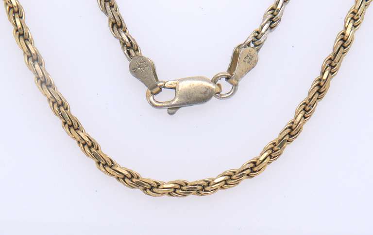 Vintage Italian Sterling Silver Rope Chain Necklace