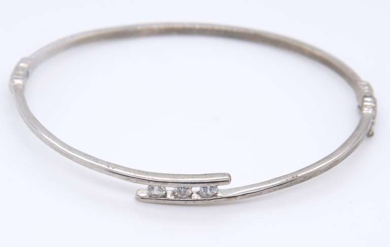 Vintage Serling Silver Cubic Zirconia Bangle