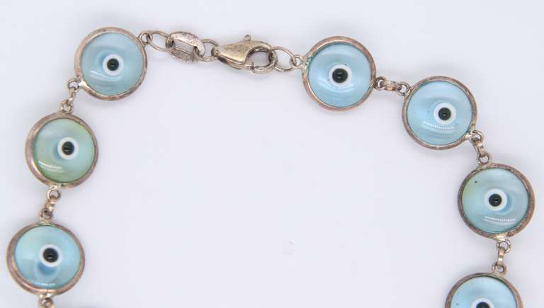 Vintage Sterling Silver Devil Eye Bracelet