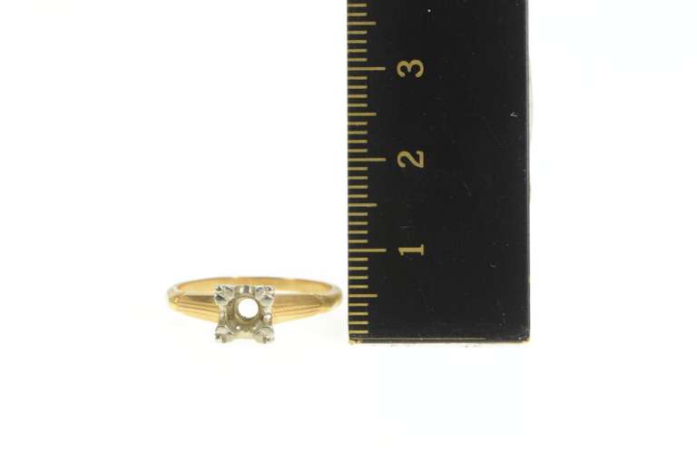 14K Yellow Gold 4.35mm Vintage NOS 1950's Two Tone Setting Ring