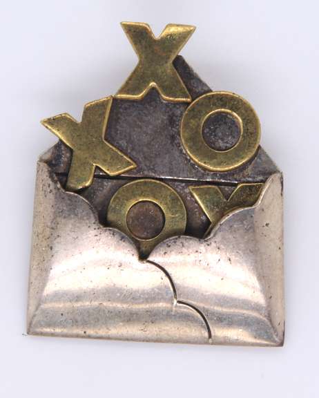Vintage 925 Sterling Silver XO Letter Envelope Pin
