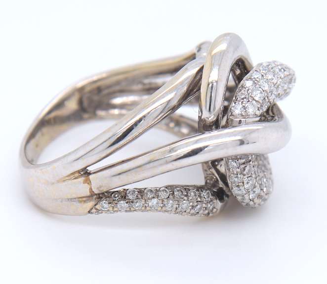 Majestic 18kt White Gold Pave Diamond Knot Ring