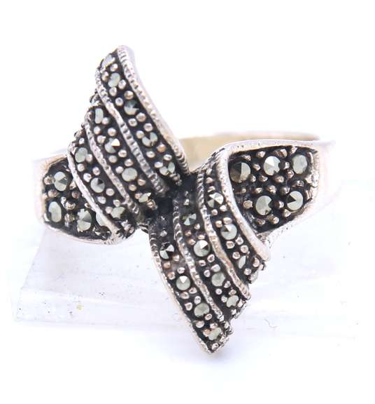 Vintage Sterling Silver Marcasite Bow Ring