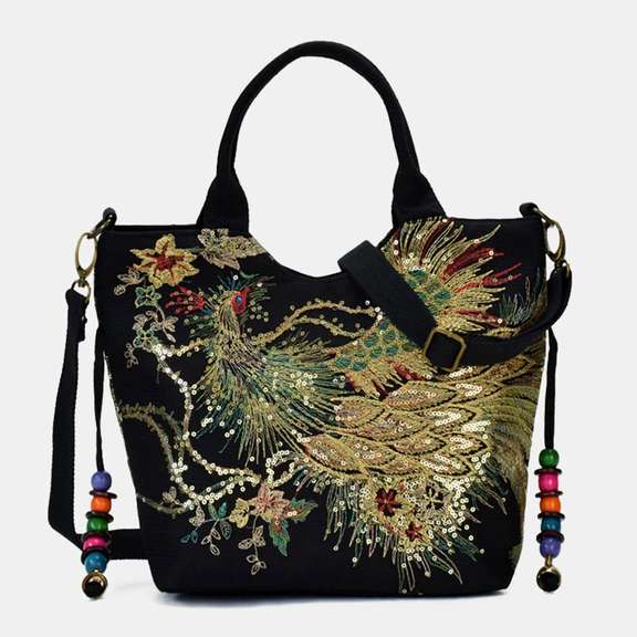 Designer Embroidery Peacock Handbag Shoulder Bag