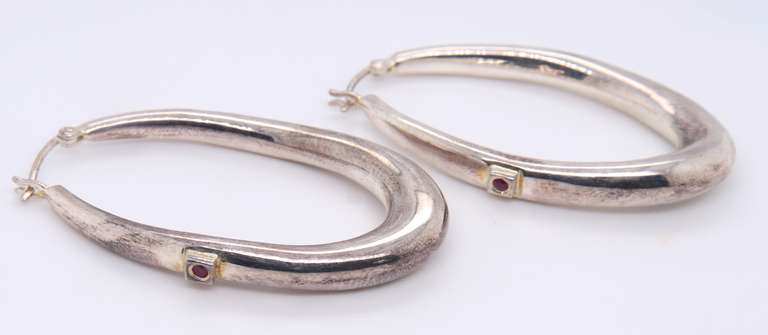 Vintage Sterling Silver Oval Earrings