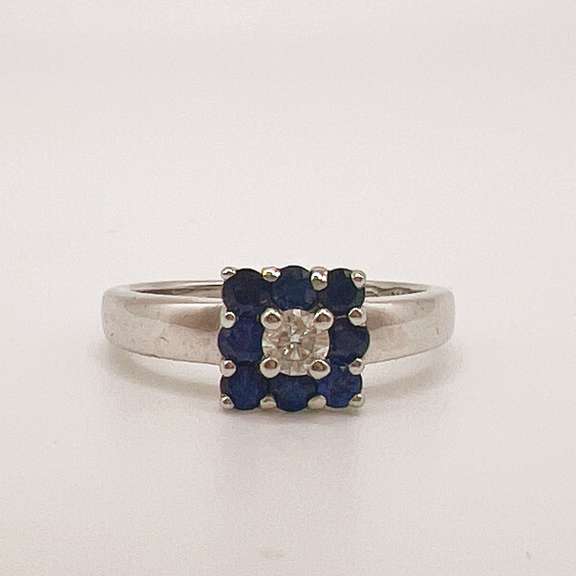 14kt Gold, Blue Sapphire, & Diamond Cocktail Ring