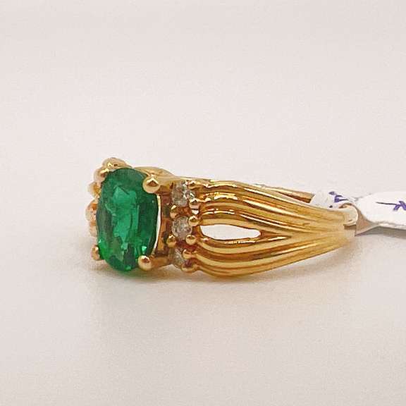 18kt Yellow Gold, Emerald, & Diamond Ring