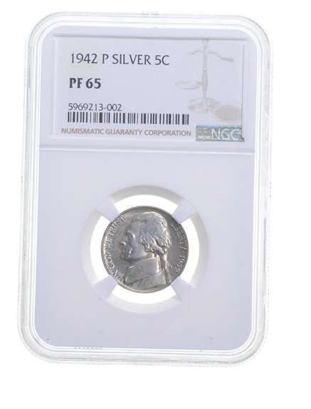 PF65 1942-P Jefferson Nickel - Silver - Graded NGC