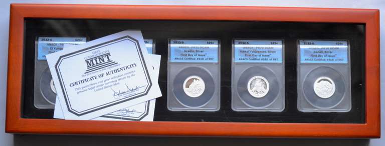 2012 Cased Silver Quarter Proof 70 National Parks Set .