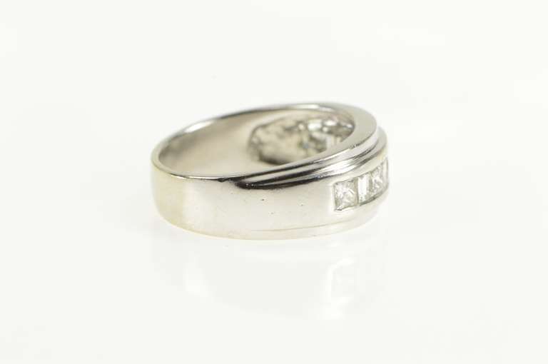 14K White Gold 2.10 Ctw Princess & Baguette Diamond Band Ring