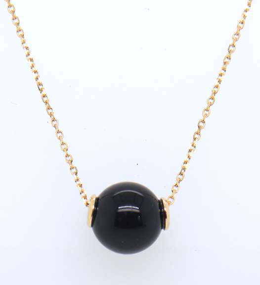 Trendy Effy Yellow Gold Black onyx Ball Necklace