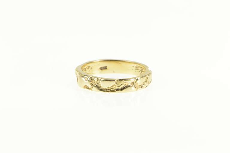 10K Yellow Gold Textured Raw Abstract Nugget Cluster Band Ring