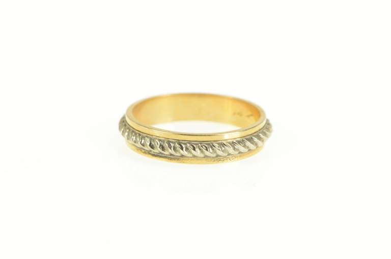 14K Yellow Gold Vintage NOS 1950's Two Tone Wedding Band Ring