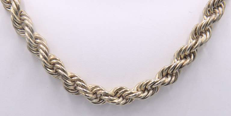 Vintage 925 Sterling Silver Heavy Signed Rope Chain Necklace