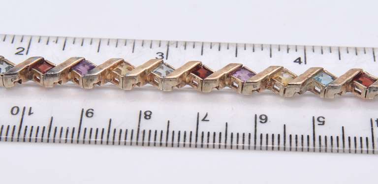 Vintage Sterling Silver Multi Gemstone Bracelet