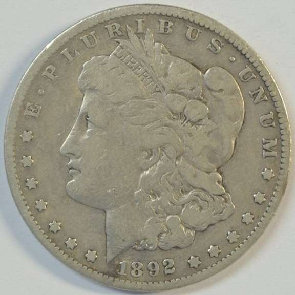 Key date 1892-S Morgan Silver Dollar. Nice circ