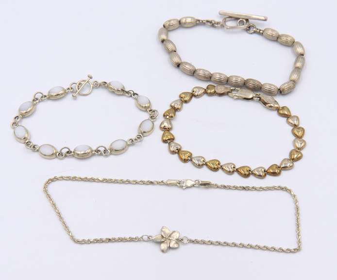 Group Lot of 4 Vintage Sterling Silver Bracelets