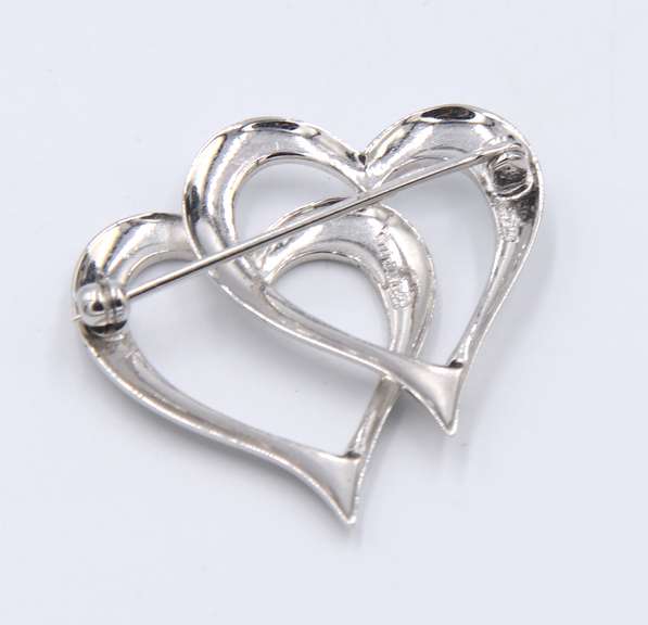 Sterling Silver Double Heart Shaped Brooch