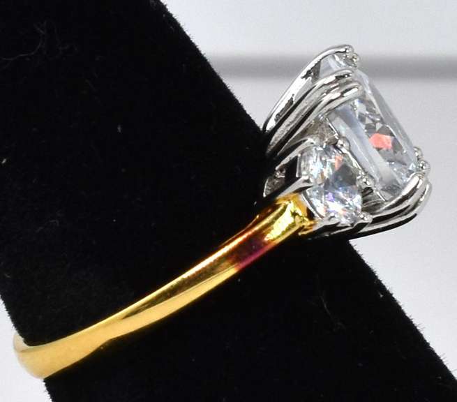 Vermeil CZ Ring With Silver Accents
