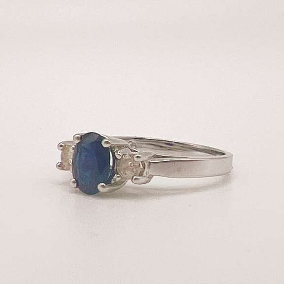 14kt Gold, Blue Sapphire, & Diamond Ring