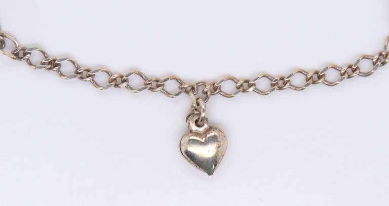 Vintage Sterling Silver Heart Shaped Charm Bracelet