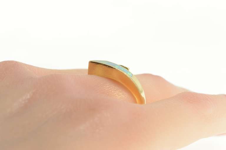 14K Yellow Gold Tanzanite Black Opal Diamond Geometric Ring