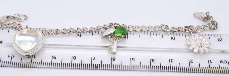 Vintage Italian Sterling Silver Bracelet with 3 Charms