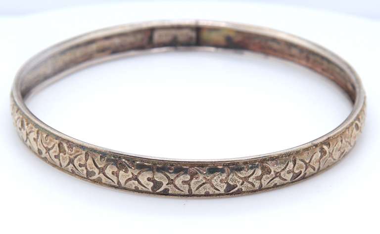 Vintage Sterling Silver Engraved Bangle