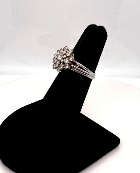 Glimmering Platinum Diamond Cluster Ring