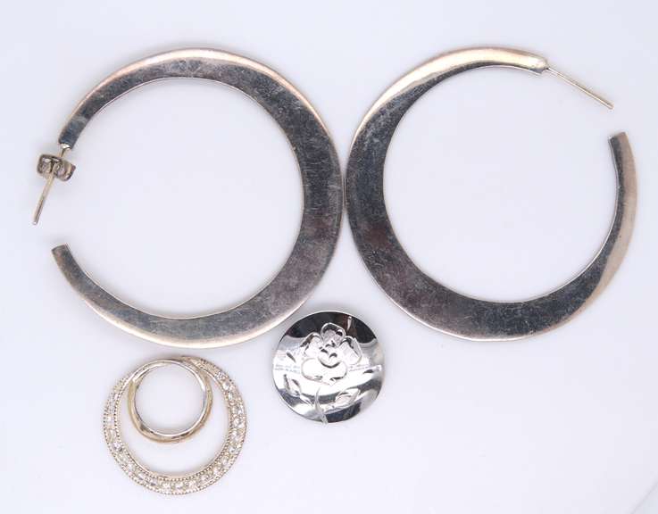 Vintage Sterling Silver Earrings and 2 Pendants